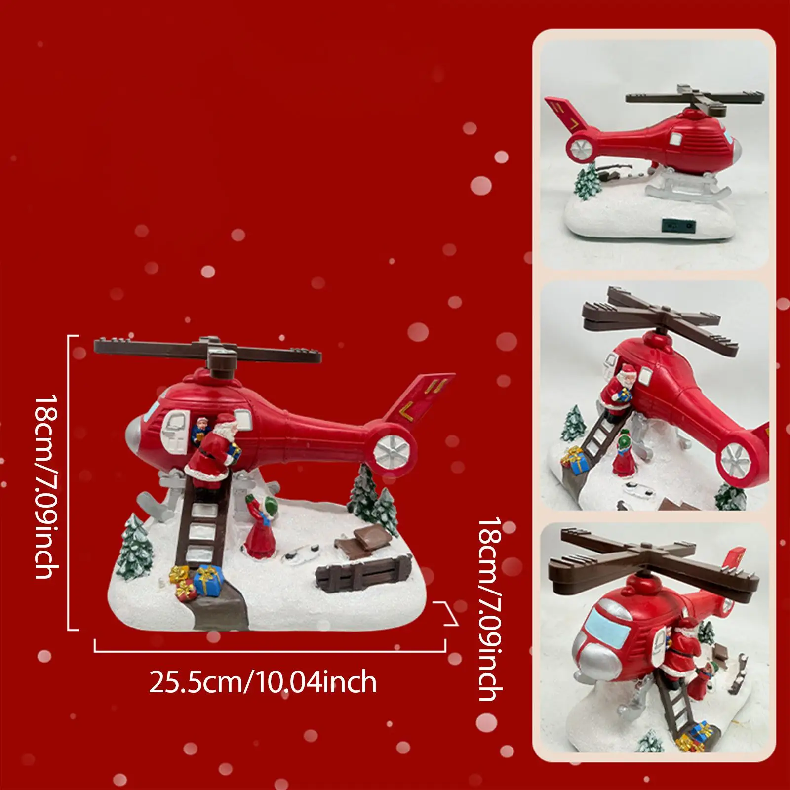 Christmas Musical Box Helicopter Statue Unique Sculpture for Kids Women Xmas