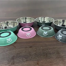 Cuenco de acero inoxidable antideslizante para gatos y perros