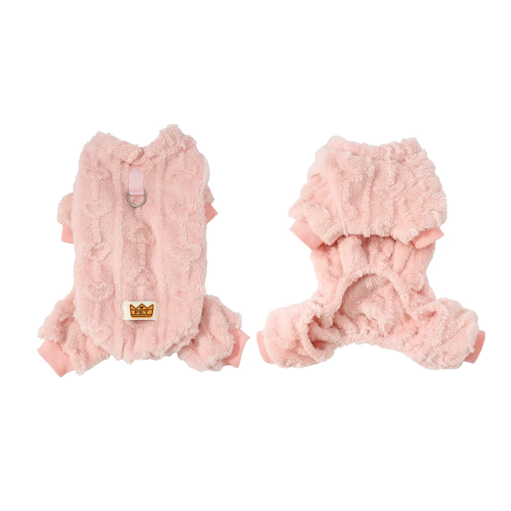 Ropa cálida para perros, monos suaves para mascotas para perros pequeños y medianos, gatos con anillo en D, estampado romántico, disfraz para cachorros, abrigo de peluche para Chihuahua y Pug - imagen 3