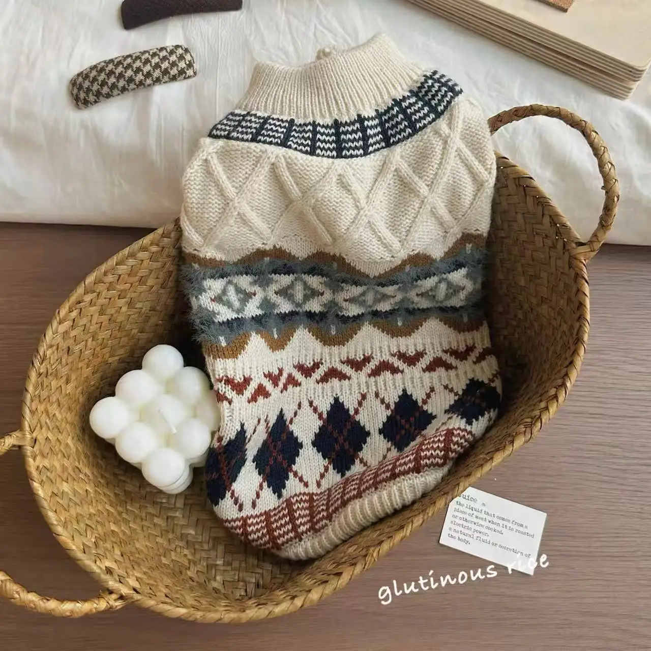 Suéter Fair Isle para perros pequeños y salchicha – Grueso y cálido - imagen 4