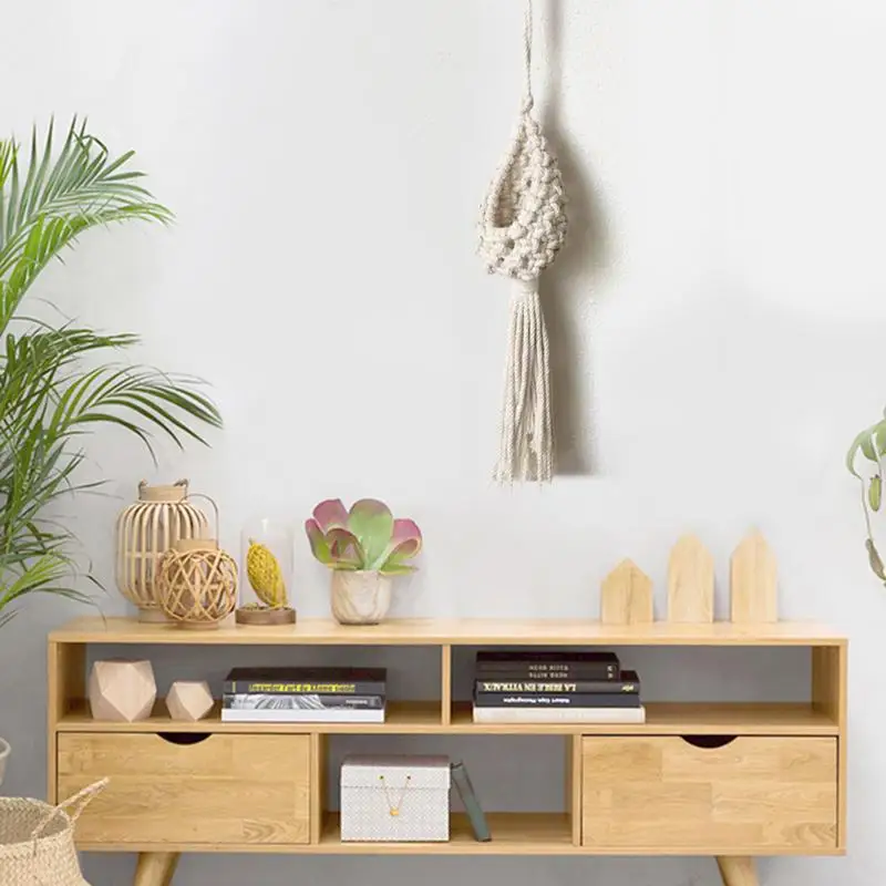 Colgador de macramé para plantas, soporte rústico para macramé, borla hecha a mano, exhibición de piña, macetero de pared, soporte para flores - imagen 5