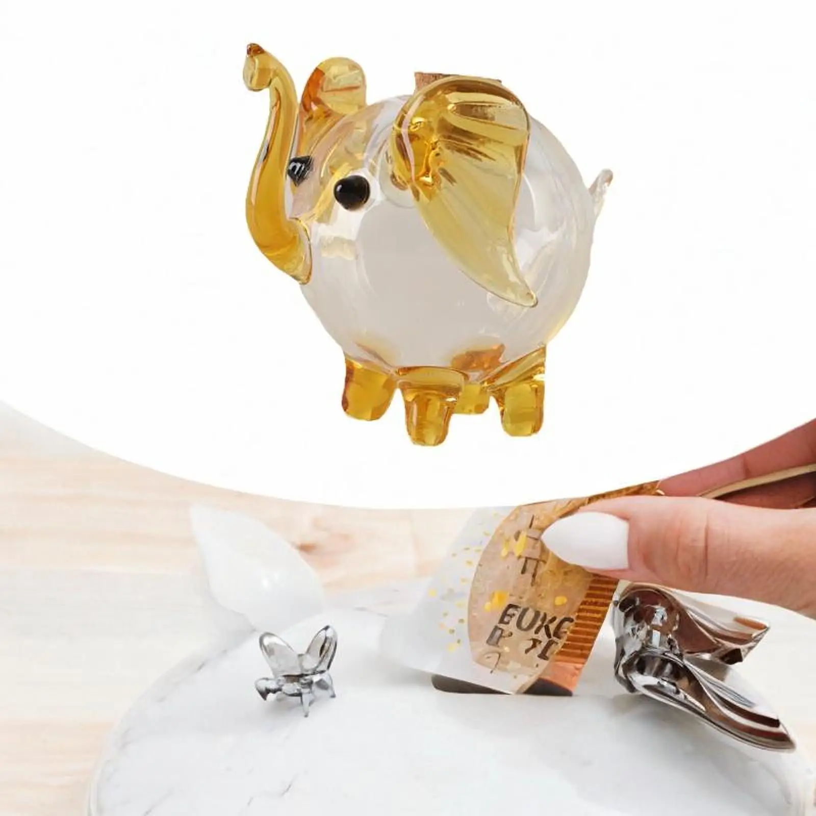 Transparent Glass Piggy Bank Organizer Table Decor Education Collection Changes Saving Pot Clear Money Bank for Bedroom Wedding