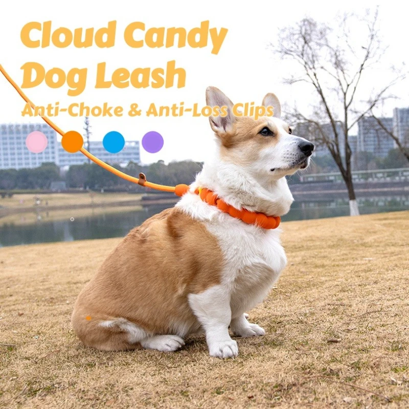 Correa para perro Cloud Candy – Mango acolchado de algodón con burbujas con clips antiastres y antipérdida Correas reflectantes en color pastel para caminar al aire libre