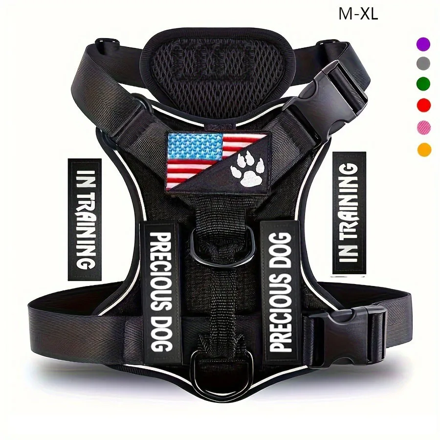 Harnais réfléchissant pour chien avec 5 patchs, harnais de Service pour chien, harnais Oxford souple réglable pour animaux de compagnie - imagen 2