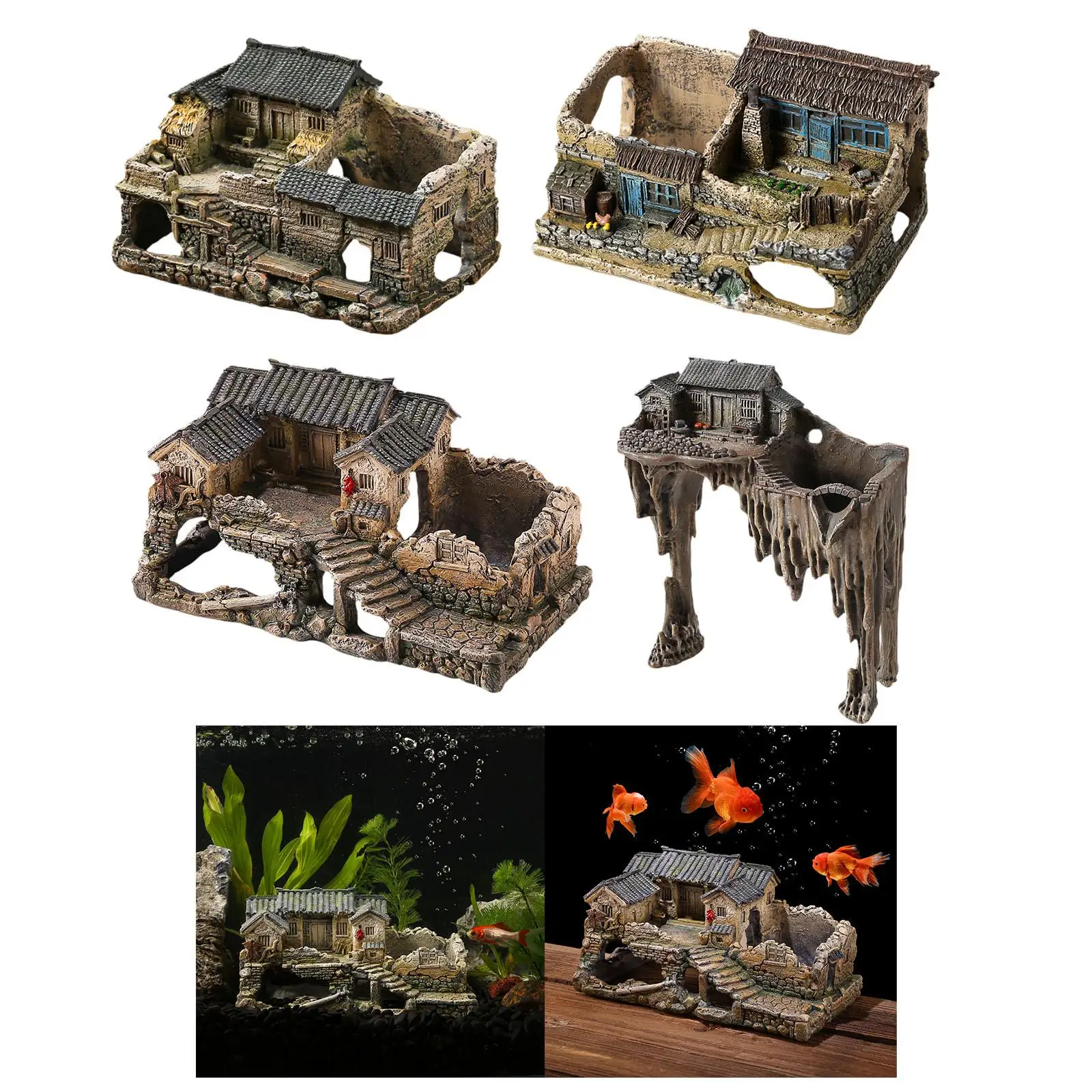 Aquarium Hideaway for Betta Fish, Resin Shelter Figurine for Turtles And Reptiles