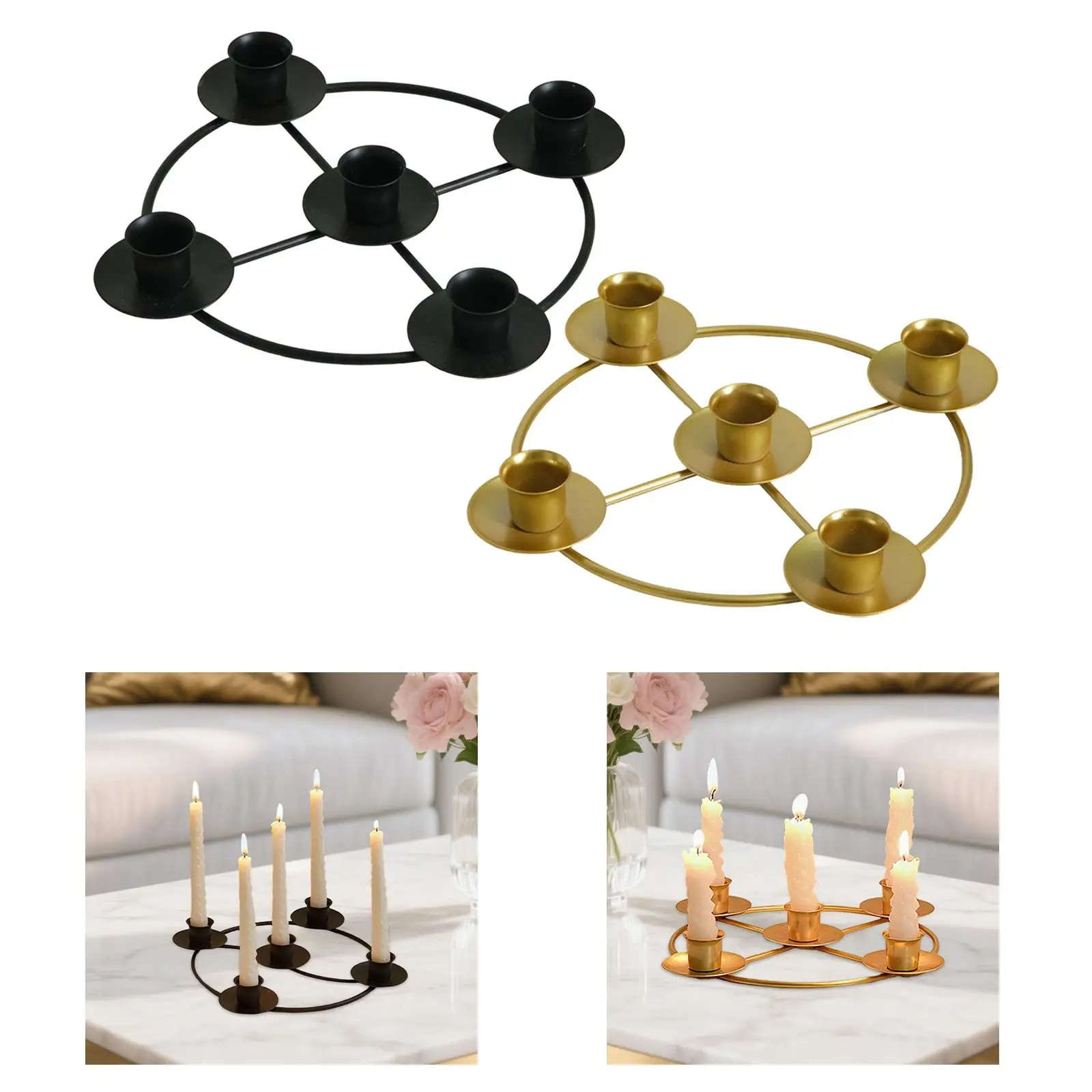 Candelabro de hierro con anillo de corona de Adviento, centro de mesa europeo, candelabros de Metal para decoración de mesa de Navidad y hogar - imagen 4