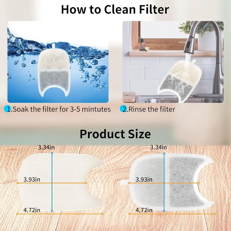 Paquete de 12 filtros de fuente de agua para gatos y 12 esponjas de filtro de bomba de repuesto, bebedero para perros y gatos para cuencos para gatos de 135 fl oz/4L - imagen 4