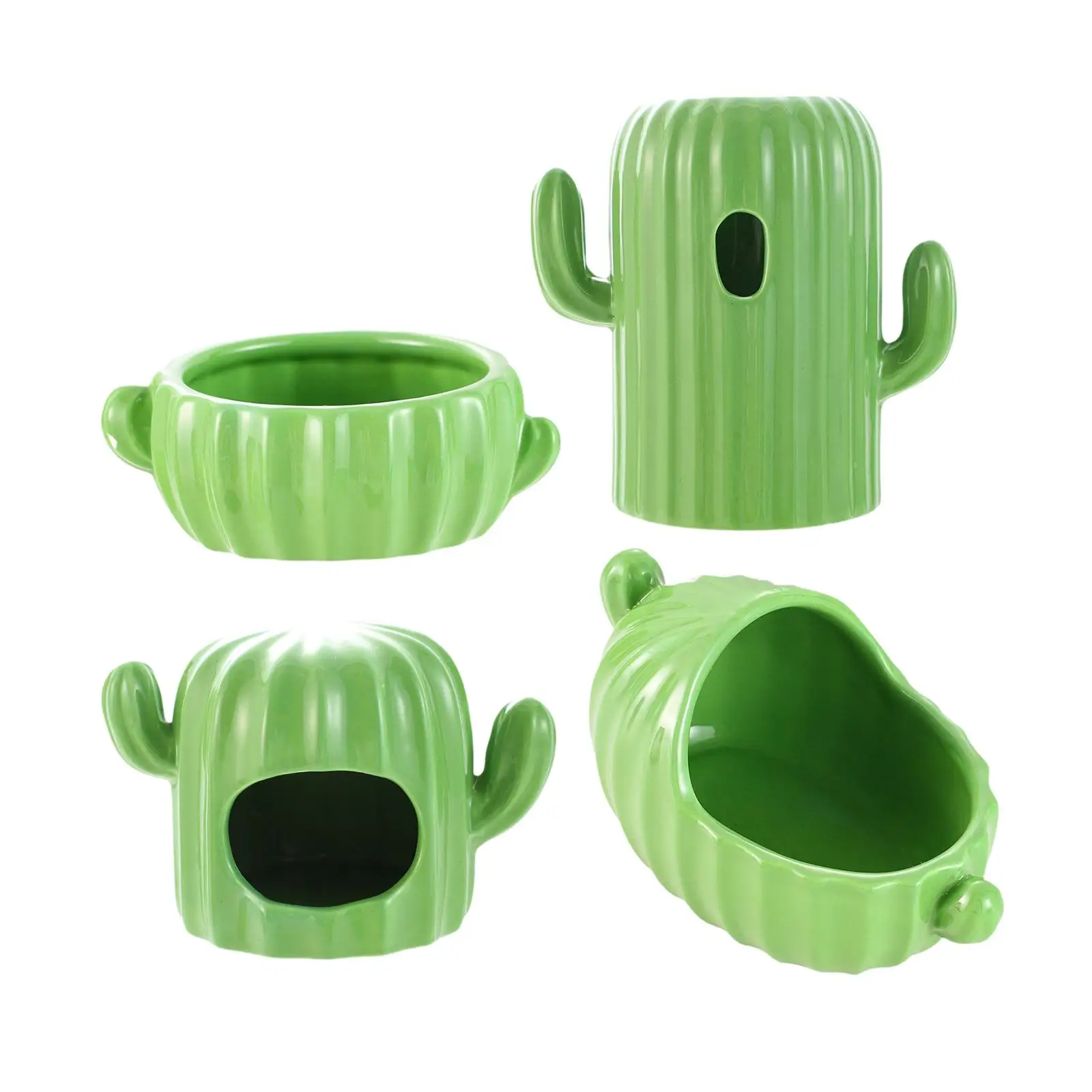 4Pcs Ceramic Hamster Hideout Small Animal Huts for Chipmunk Squirrels Ferret