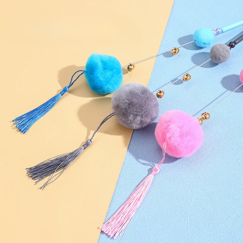 Juguete para gato con borla de hada para niña, Bola de piel, palo Teaser, productos para mascotas, nuevo - imagen 4