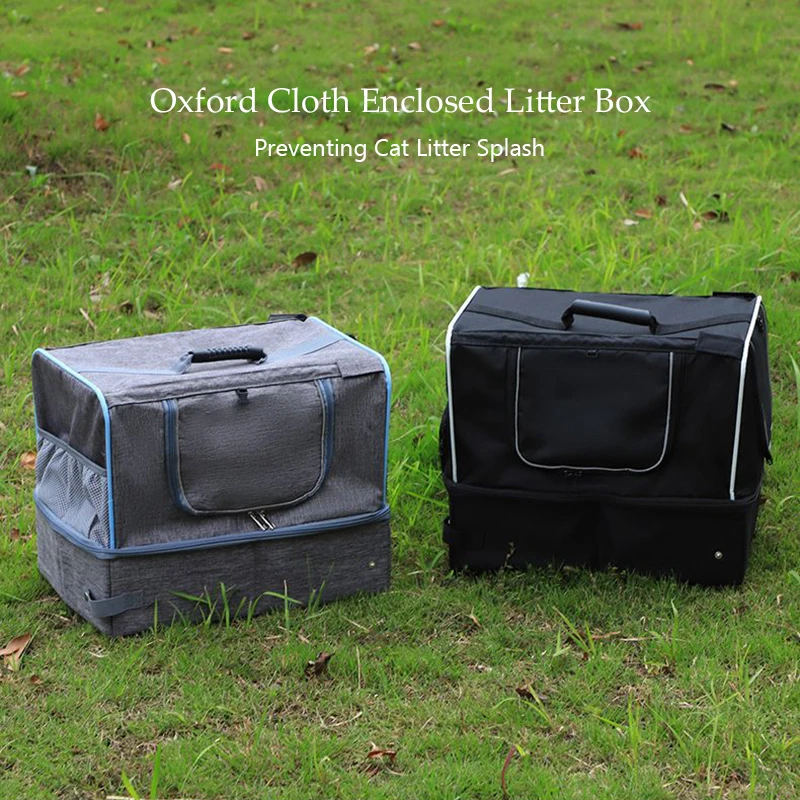 BOOTEELY-bandeja plegable para gatos, para viaje, a prueba de fugas, con tapa con cremallera, inodoro portátil para gatos, para Hotel, coche, exterior, fácil de usar - imagen 4