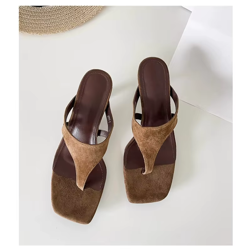 Sandalias retro minimalistas con tacón aguja para mujer - Exterior - imagen 4
