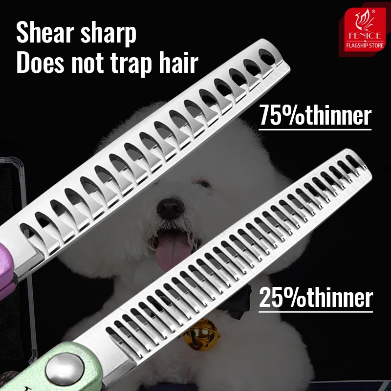 Fenice-Juego de tijeras profesionales para el cuidado de perros, 6,5 pulgadas, recto, más fino y curvo, juego de herramientas para el cuidado de los perros, tesoura wmark - imagen 5