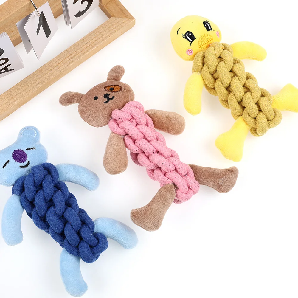 Juguete de cuerda de algodón para mascotas: juguete masticable duradero para perros y gatos, limpieza de dientes molares, juguete interactivo de remolque de guerra, algodón natural seguro, - imagen 2