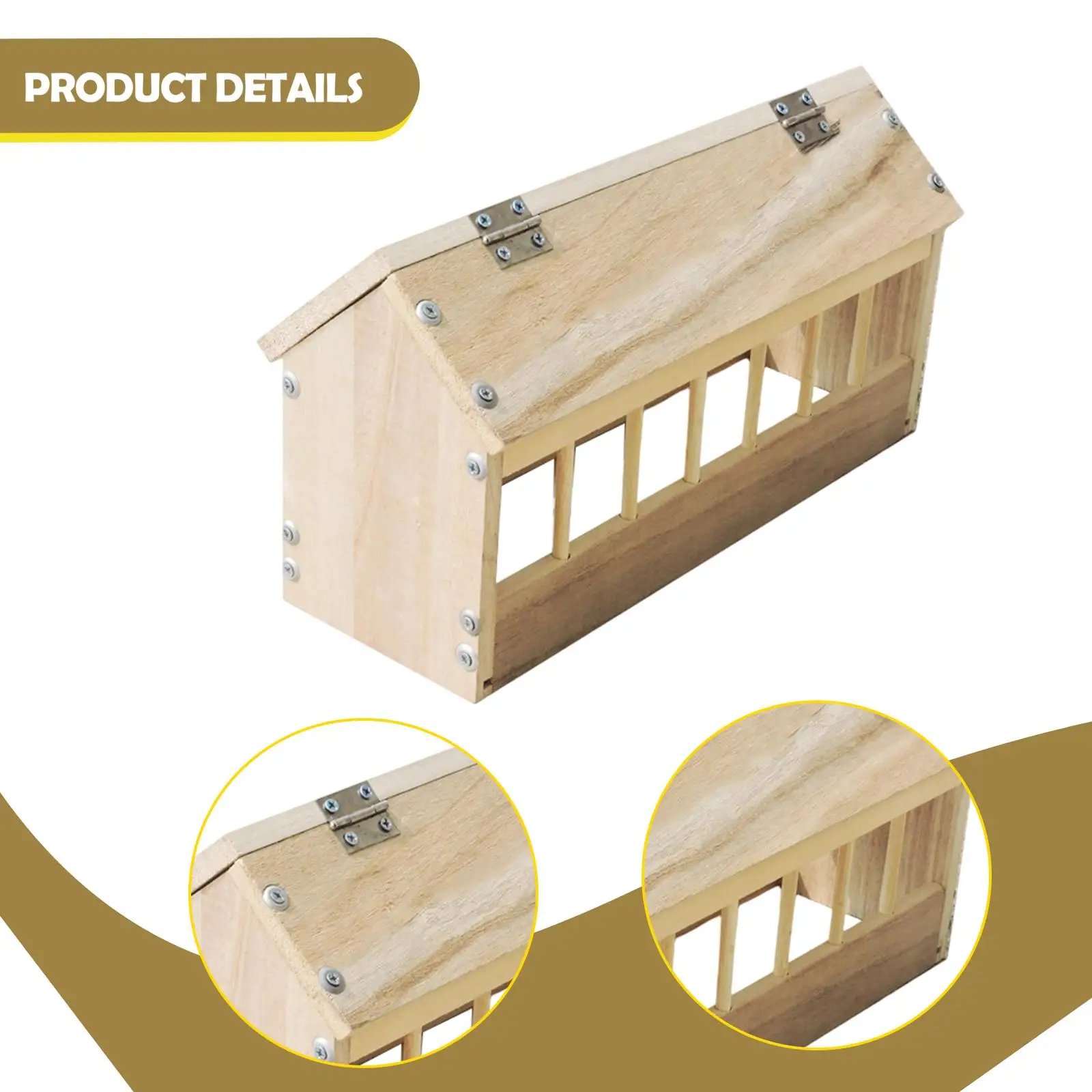 Comedero para palomas, caja alimentadora para pollos, contenedor, equipo de alimentación de madera para palomas, loros, codornices, patitos, aves de corral - imagen 5