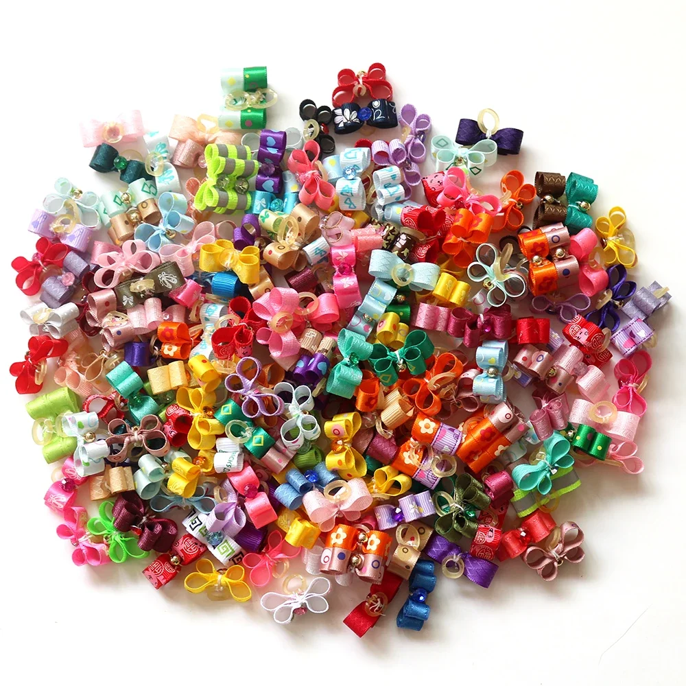 100 Uds. Accesorios para mascotas, lazos para perros, lazos para el pelo para perros, productos para el cuidado del cabello para perros pequeños, lazos grandes para perros, suministros para mascotas de flores - imagen 4