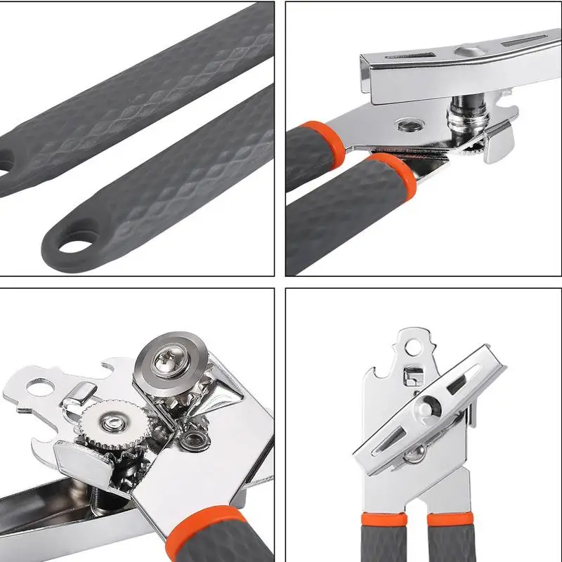 Abridor de latas de acero inoxidable, herramienta de cocina múltiple para tarros de gelatina, vino, cerveza y otros, Abrebotellas para proteger las uñas - imagen 2