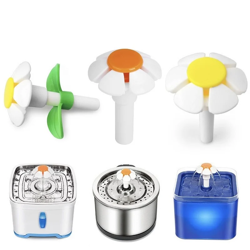 Boquilla de flor de repuesto para fuente de agua para mascotas, accesorios de cabezal de bomba dispensadora de agua antisalpicaduras para perros y gatos, naranja/amarillo