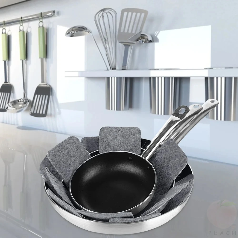 Protectores de sartenes de 3 tamaños, almohadillas divisorias de ollas, almohadillas separadoras de sartenes no tejidas para proteger los separadores, utensilios de cocina - imagen 5