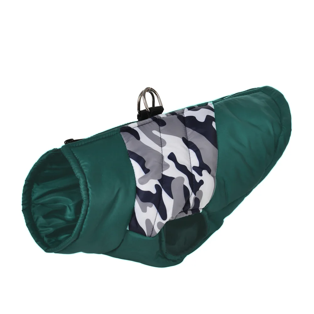 Ropa cálida de invierno para perros pequeños y medianos, chaleco con estampado de camuflaje para mascotas, abrigo con anillo en D, chaqueta impermeable para mascotas Yorkshire Pug