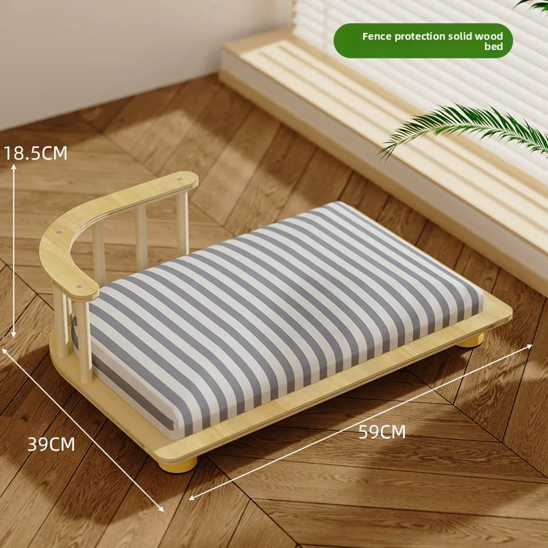 Cama elevada de madera maciza antihumedad para gatos y perros pequeños