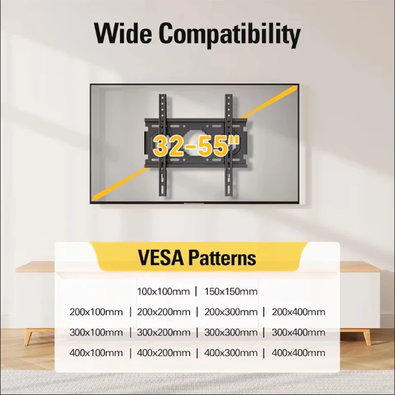 Soporte de montaje en pared para TV de 26-65 pulgadas, soporte Universal fijo para TV LCD LED, ahorro de espacio, carga máxima VESA de 400x400mm, soporte fijo para TV de 50kg - imagen 3