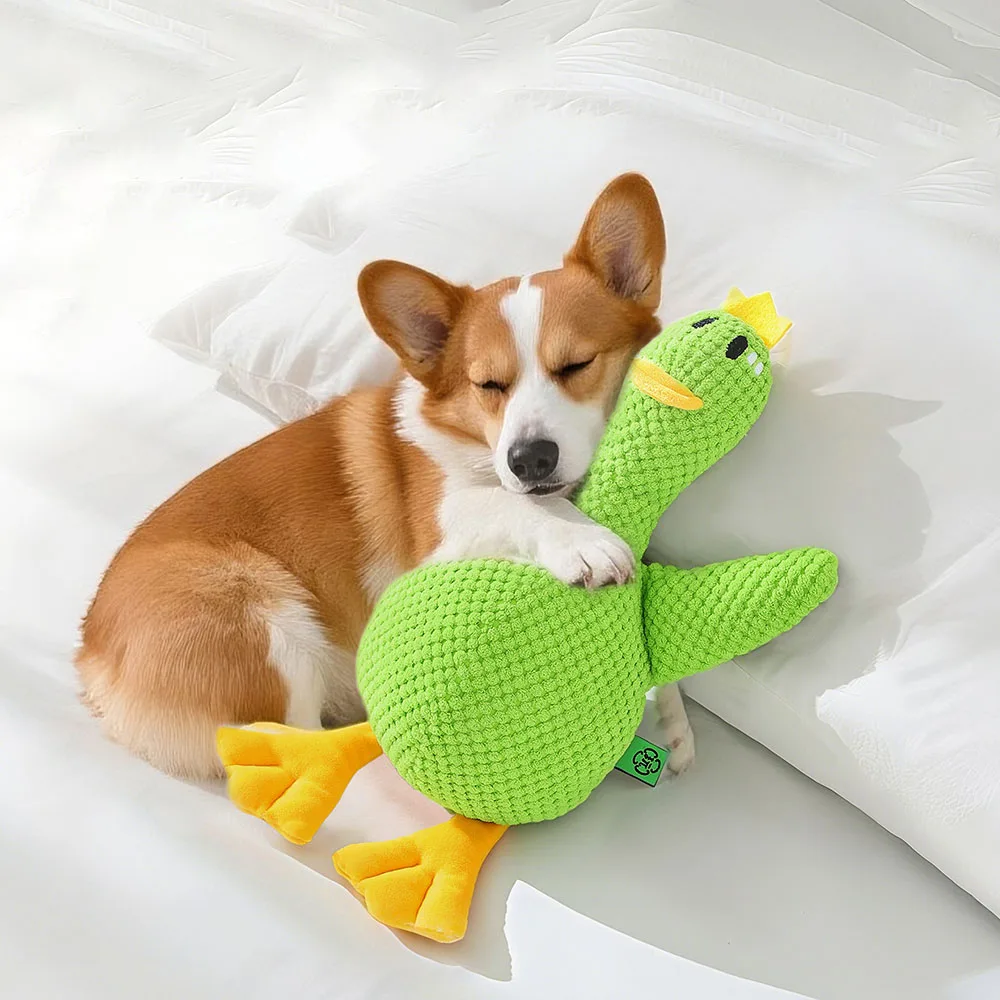 Pato de peluche para perros: resistente a masticar, sonido chirriante, compañero para dormir, juguete suave para mascotas para perros - imagen 2