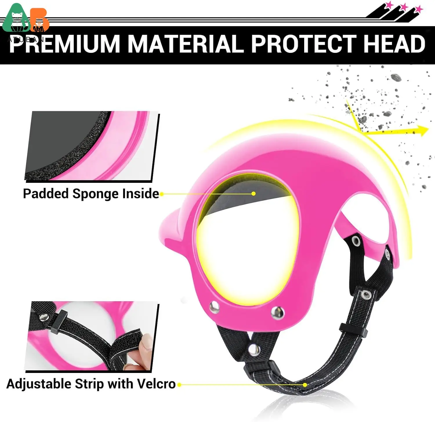 Casco con orificios para las orejas para perros pequeños, sombrero de seguridad para mascotas, correa ajustable, protección de la cabeza para ciclismo al aire libre - imagen 2