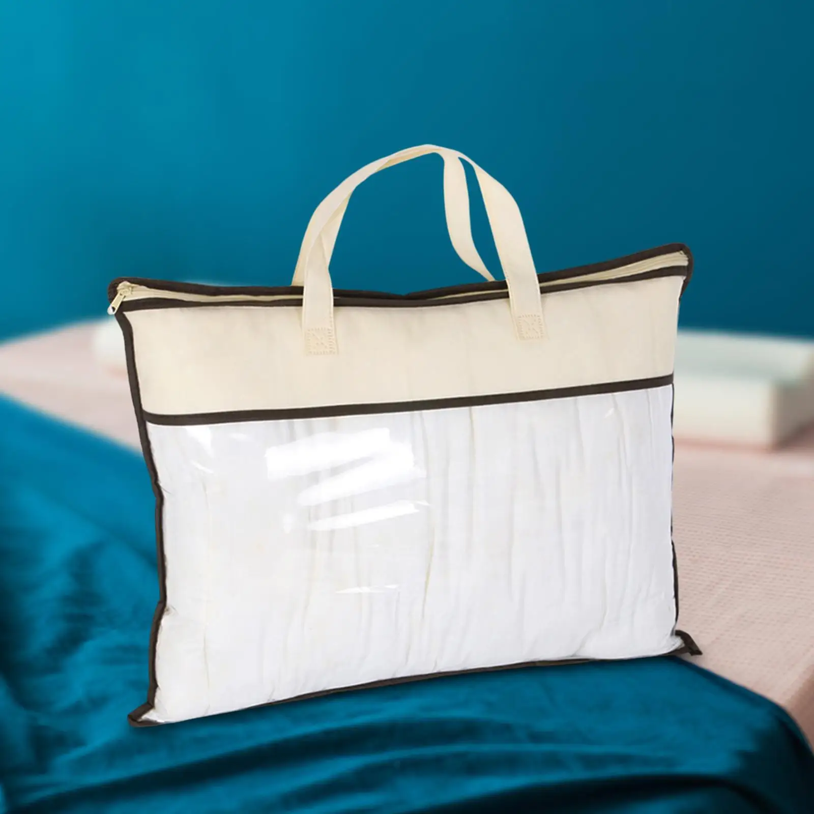 Pillow Storage Bag Home Organizer Versatile Clear Zippered Dustproof Tote Bag Packing Organizer for Beddings Clothes Sweaters