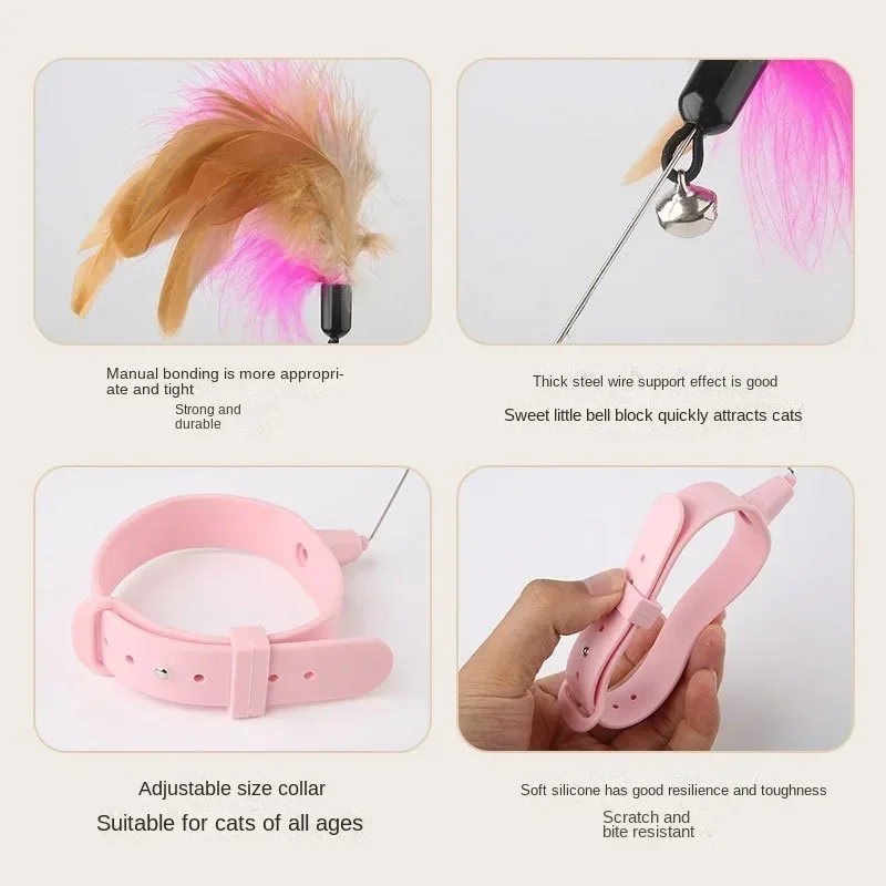 Juguetes interactivos para gatos, divertido palo de rompecabezas de plumas con campana, Collar para mascotas, gatito, varita de juguete, juguetes de entrenamiento para gatos, suministros - imagen 5