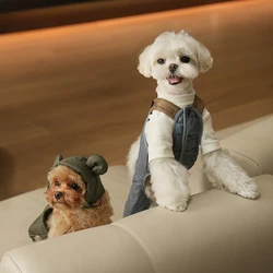 Mono de abrigo otoño invierno para perros pequeños con sombrero