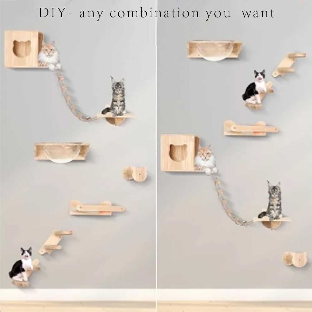 Hamaca de Pedal para gatos, poste de rascado montado en la pared, juego de muebles para gatos, salto de escalada, puede jugar a descansar - imagen 2