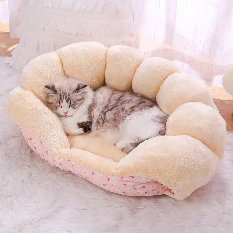 Cama cálida y bonita para gatos, perrera pequeña para perros, casa gruesa de invierno, saco de dormir para cachorros, cama para gatos de peluche súper suave, cojín para mascotas