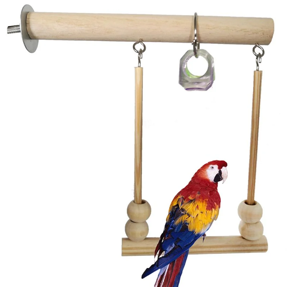 Juguete de columpio para pájaros, soporte de madera para perca de loro, soporte para juegos con jaula de cuentas para masticar, El Loro afilado en El pájaro de juguete - imagen 4