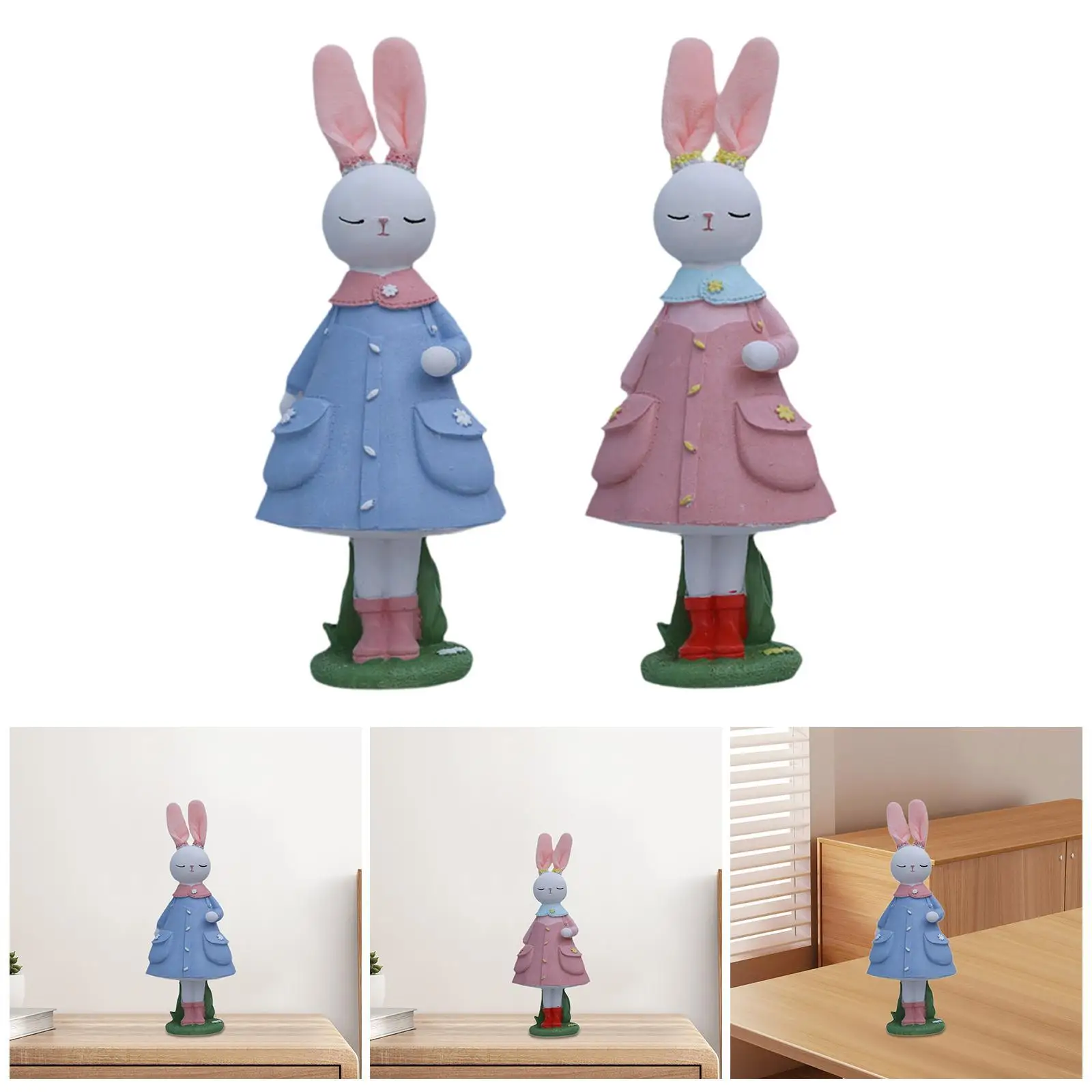 Figura conejito Pascua resina decoración hogar - imagen 3