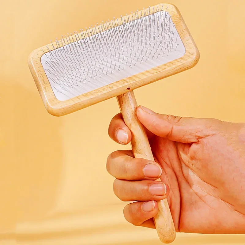 Cepillo para perros, peine de madera para perros, removedor de pelo para mascotas, cepillos protectores para el cuidado de perros, peine de Limpieza del cabello flotante, cepillo de masaje para gatos - imagen 2