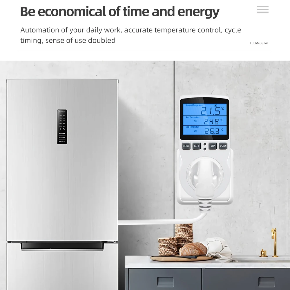 Interruptor de enchufe con temporizador, controlador de temperatura Digital, enchufe de sincronización, Sensor de salida, sonda de calefacción y refrigeración, EU/US/AU/UK