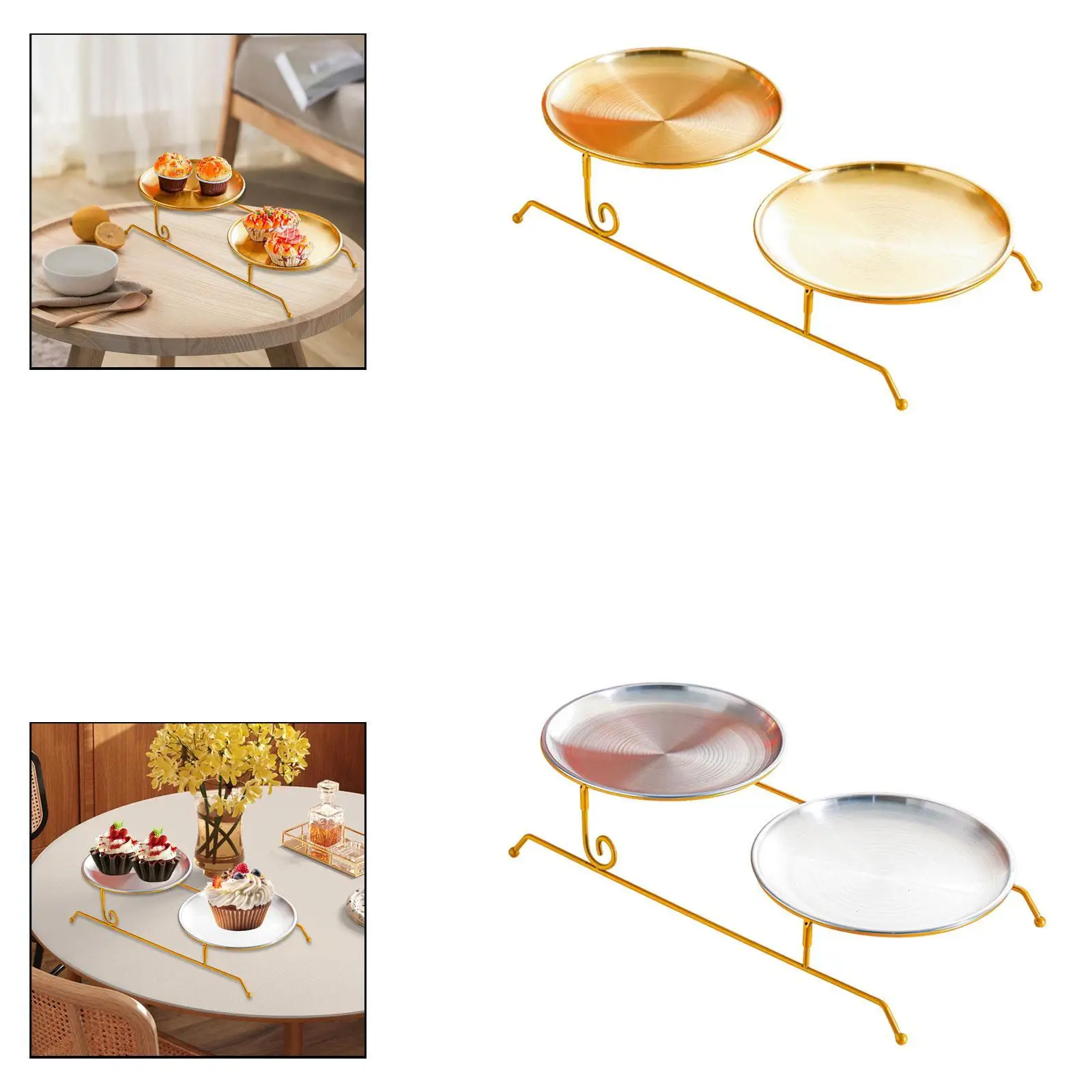 Bandeja de niveles dorada gran capacidad para comida gatos y perros