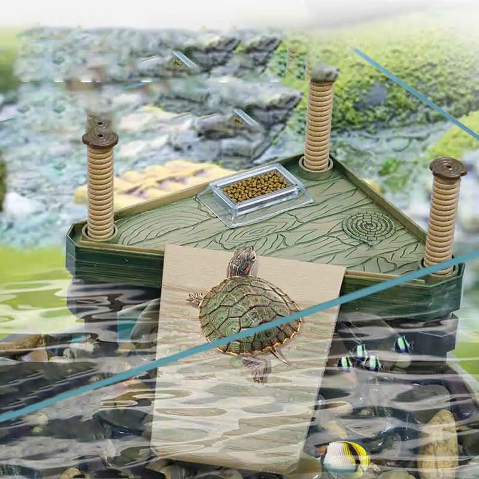 Plataforma para tomar el sol de tortuga con rampa de escalada, isla flotante para tortuga, tanque de tortuga, plataforma de secado flotante para acuario, plataforma tumbada