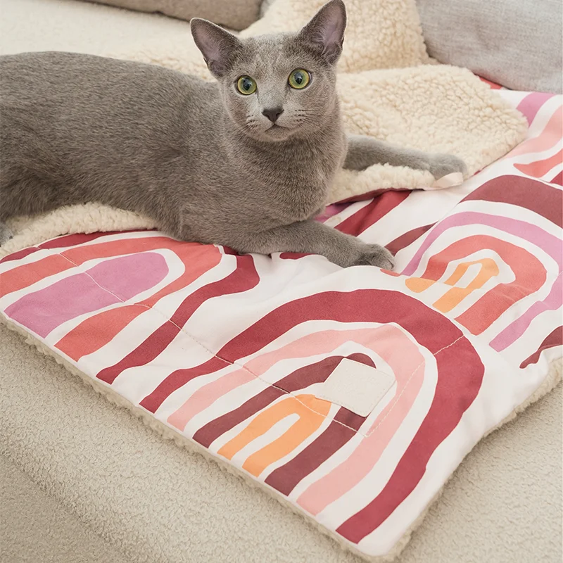 Cama para perros, almohada lavable para perros, cama suave para gatos, manta bonita para mascotas, cama navideña, accesorios para perros y gatos 	 Mantas de invierno para perros - imagen 2