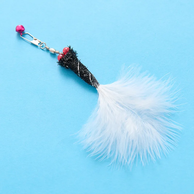 Palo de teaser para gatos con insectos simulados, juguete interactivo para cambiar los cabezales, juguete para mascotas con plumas, 2 uds. - imagen 4