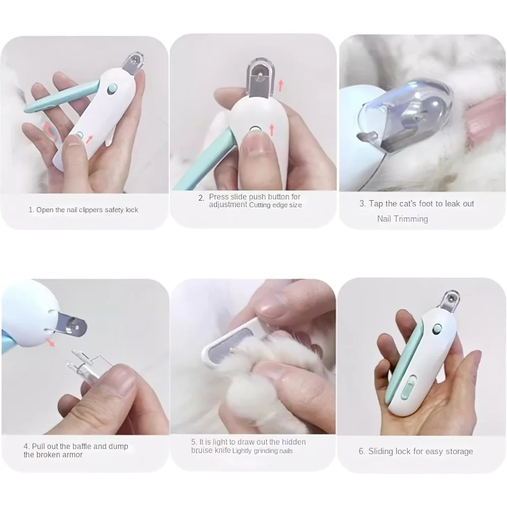 Cortauñas para gatos, cortaúñas para perros para gatitos en todas las etapas, cachorros a una joven, tamaño de orificio ajustable con lima de uñas oculta - imagen 2