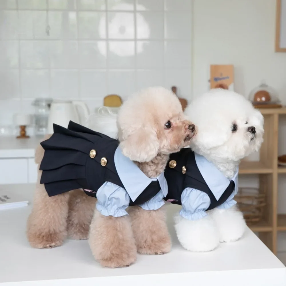 Falda de uniforme escolar para perros, camisa plisada para mascotas, ropa para gatos y perros, ropa para mascotas, ropa de peluche, Otoño e Invierno - imagen 2
