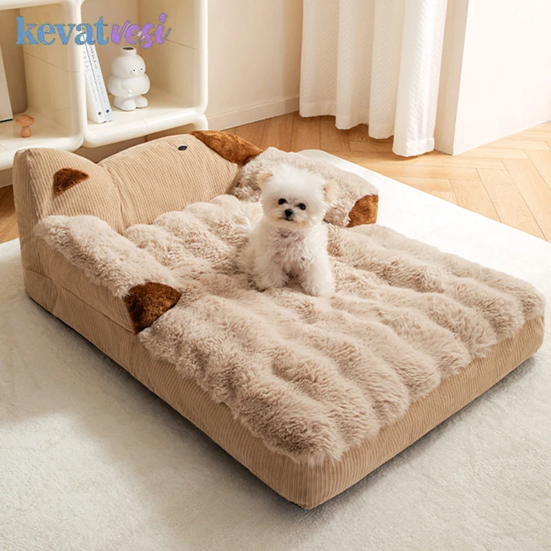 Cama cálida de invierno para perros, sofá de felpa suave para gatos, cama para dormir, estera lavable extraíble para gatos, suministros para perros pequeños y medianos