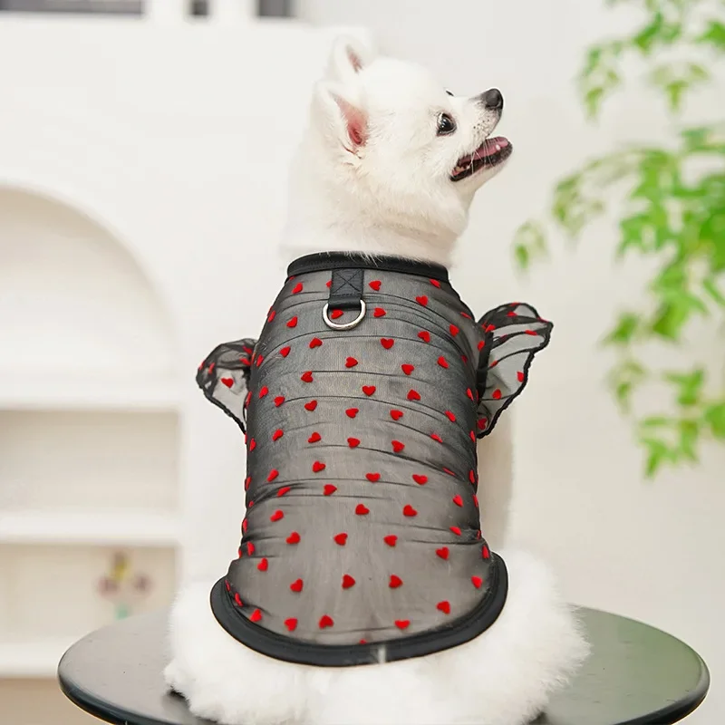 Chaleco de verano para perros, ropa fina elástica para cachorros, ropa para gatos, mangas voladoras de malla, disfraz transpirable para mascotas - imagen 5