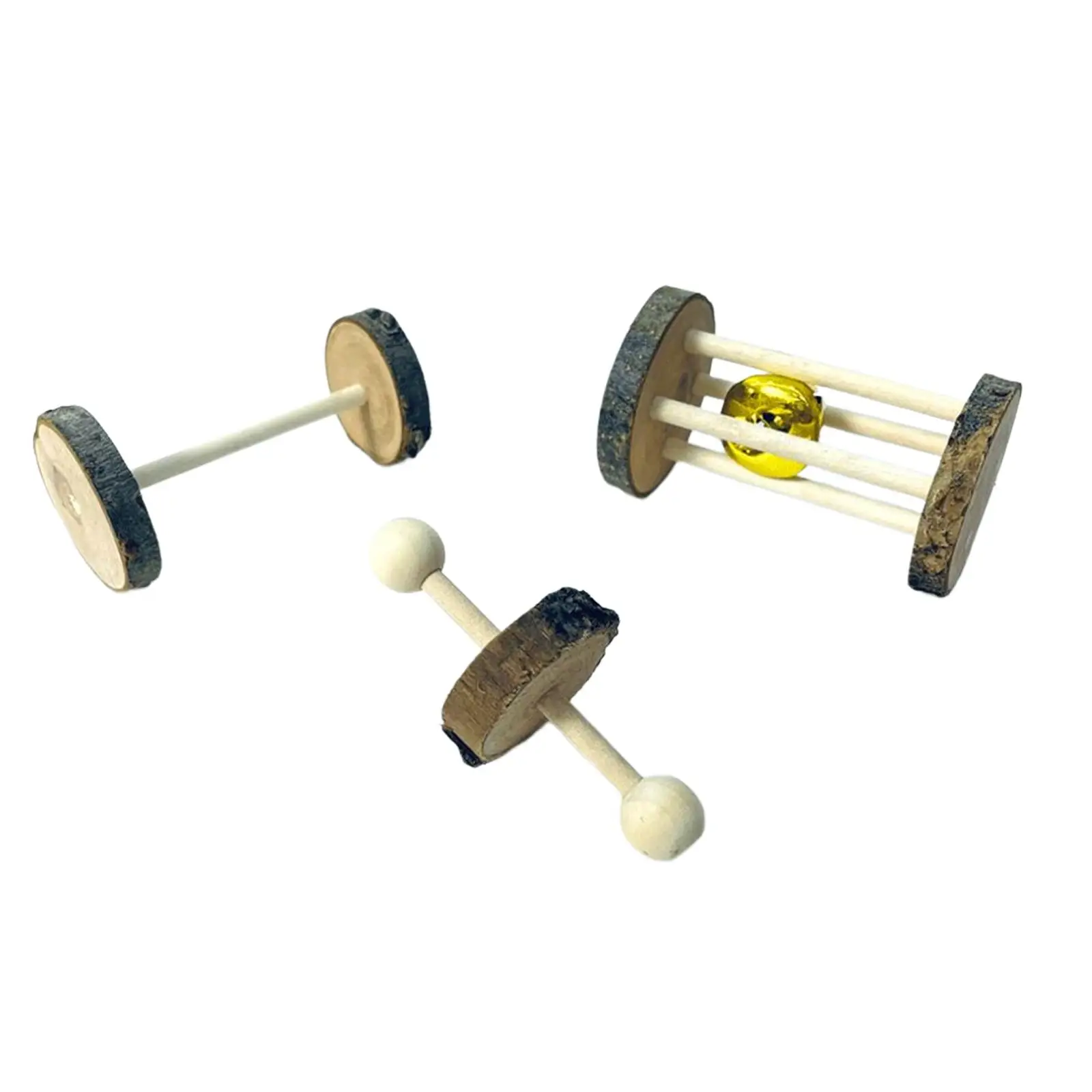 2X 3Pcs Wooden Unicycle for Guinea Pigs Grinding Toy Hamster Roller Toys