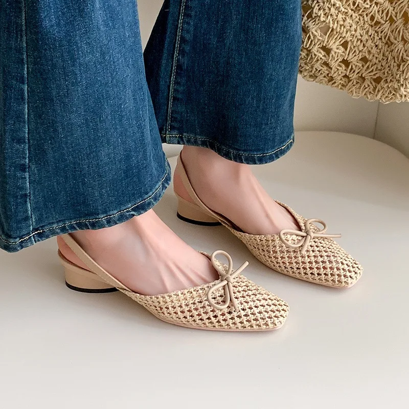 Sandalias mujer verano tejidas punta cuadrada cómodas gato y perro - imagen 2