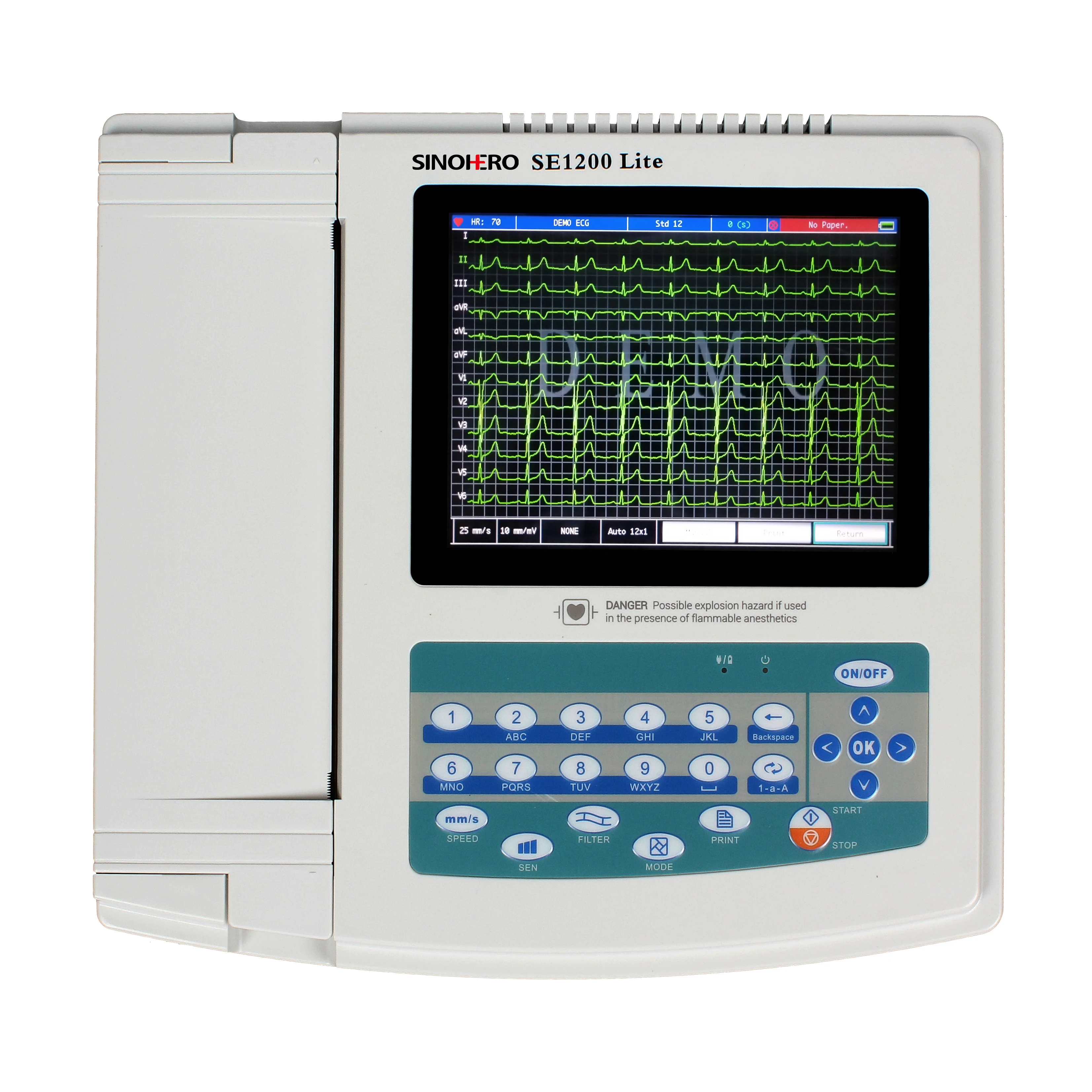Máquina de ECG SE1200lite, electrocardiógrafo de 12 canales y 12 derivaciones, pantalla LCD táctil de 8,4 ", Monitor EKG con impresión térmica - imagen 2