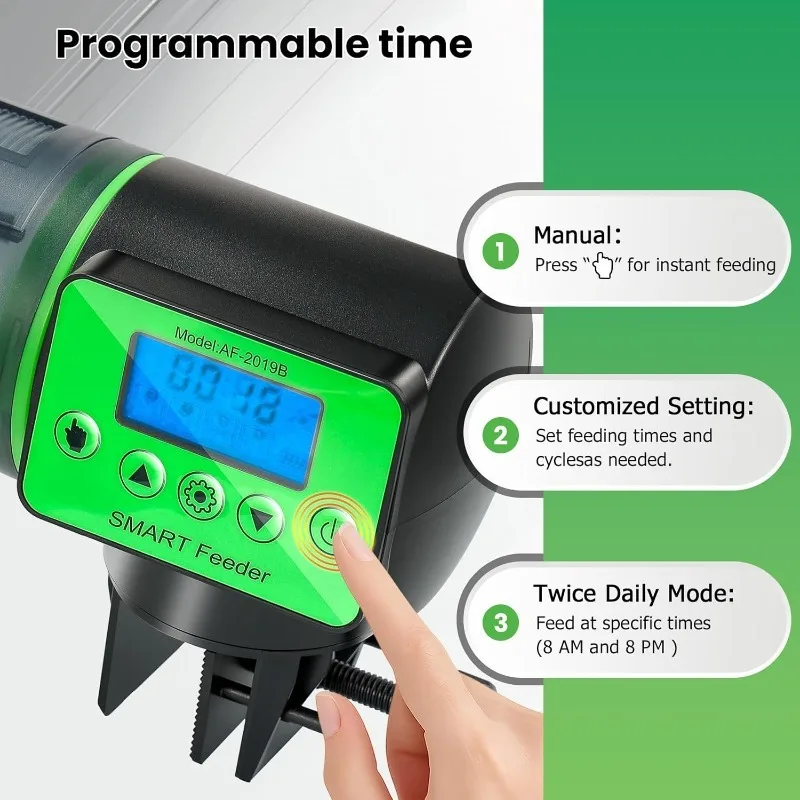 Comedero automático programable para peces para acuario, dispensador automático de comedero para peces de porción ajustable de 200 ml, ideal para acuarios - imagen 4