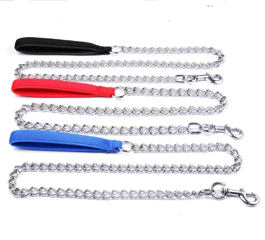 Correa para perro de alta calidad, mango de nailon de grosor doble, correa acolchada de forma suave, correas para perros con cadena de hierro fuerte para perros grandes y pequeños - imagen 2