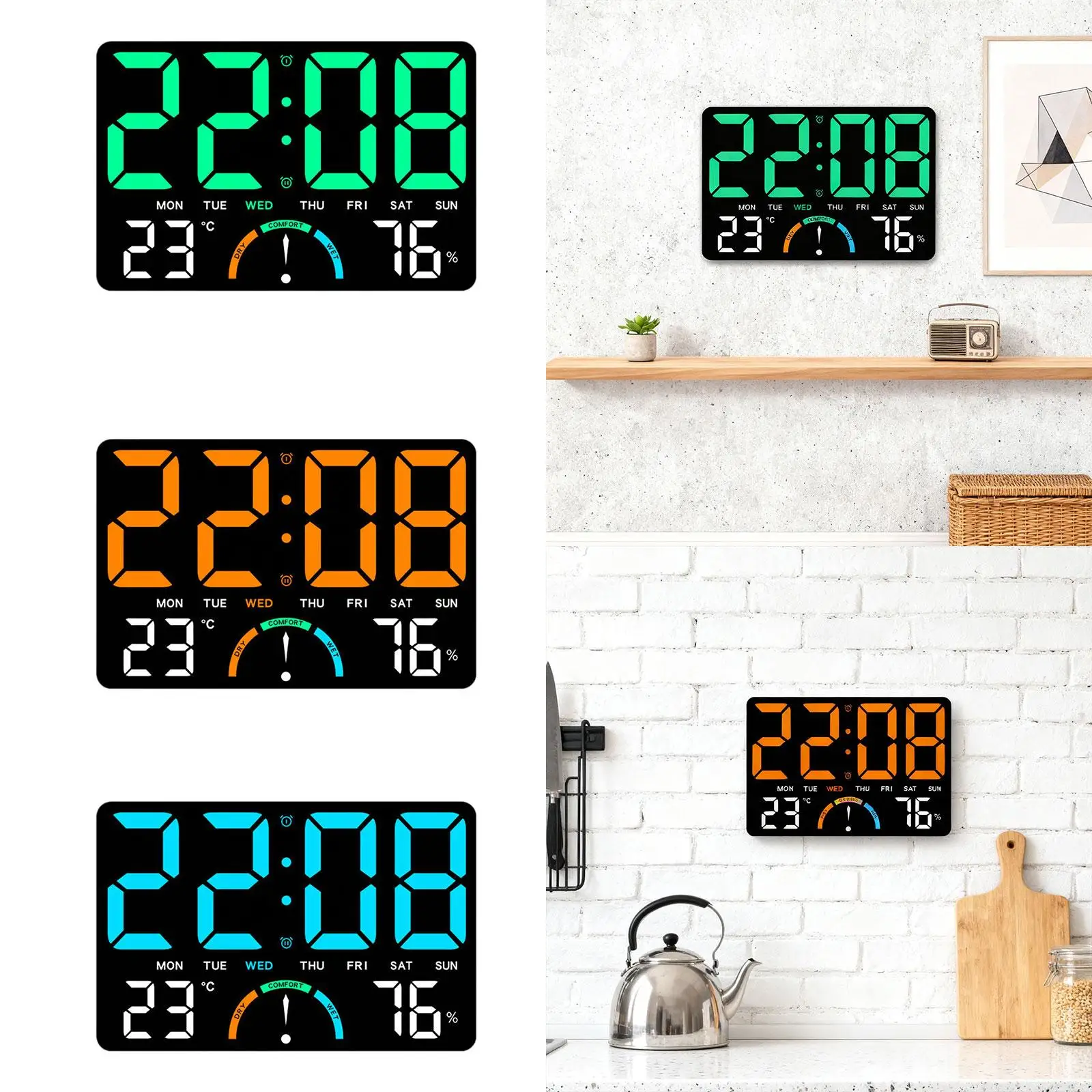 Reloj despertador digital LED con brillo ajustable para dormitorio - imagen 4